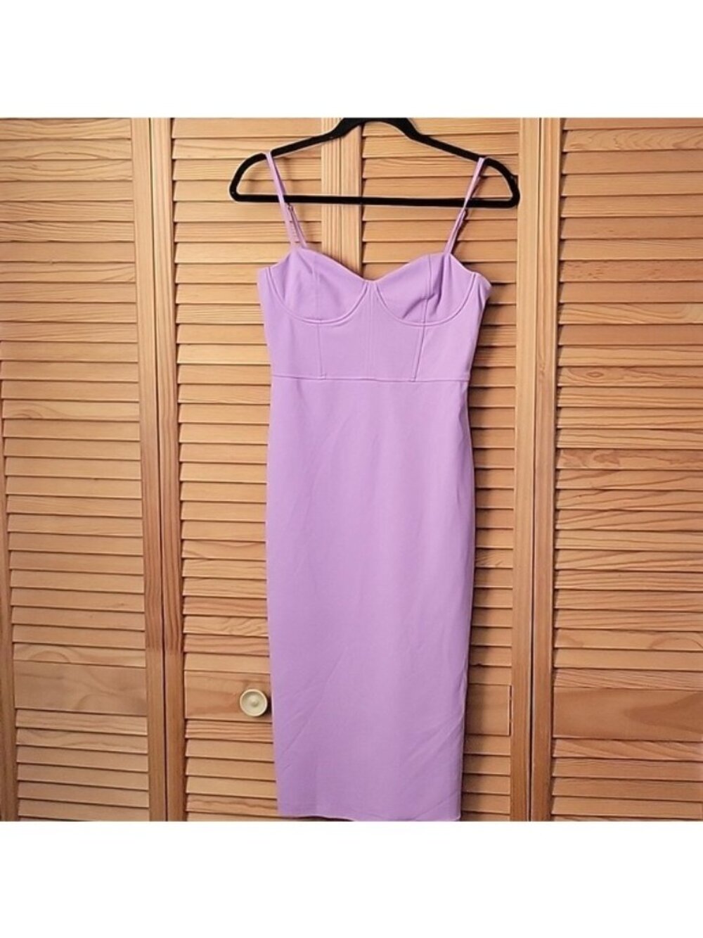 ZARA Lavender Lilac Bustier Bodycon Adjustable Spaghetti Straps Midi Dress SizeS